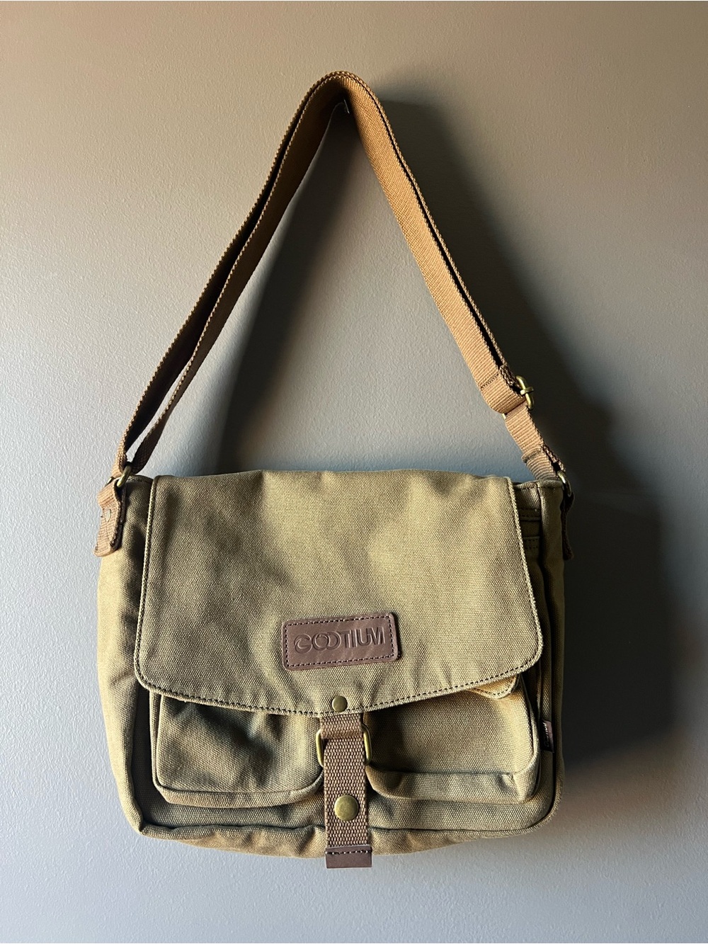 Olive Canvas Messenger Bag for Men
